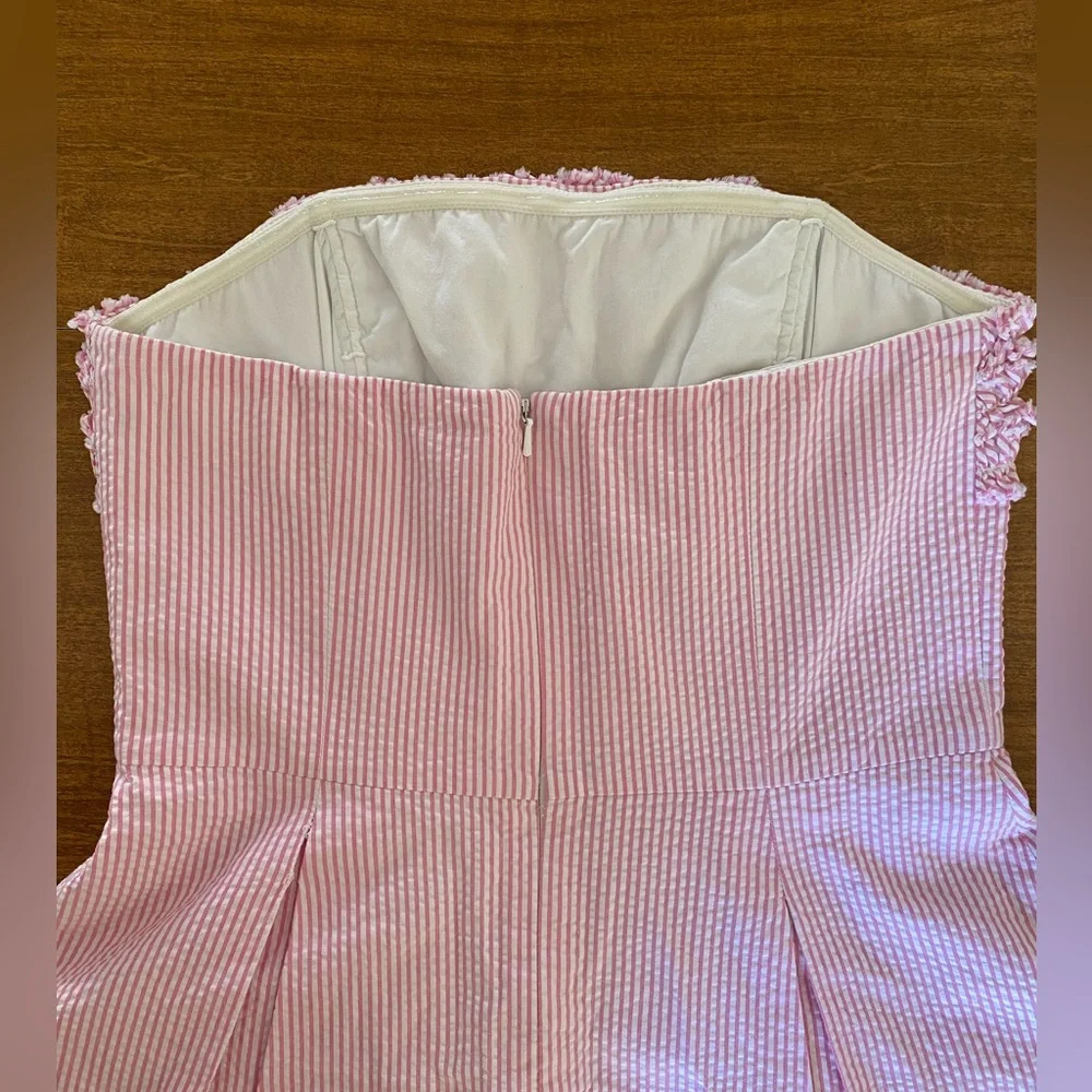 Lilly Pulitzer Pink + White Strapless Cocktail Dress - Picture 4 of 7